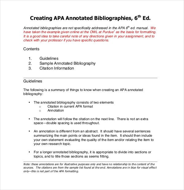 Annotated Bibliography Template Apa 10 Free Annotated Bibliography Templates – Free Sample