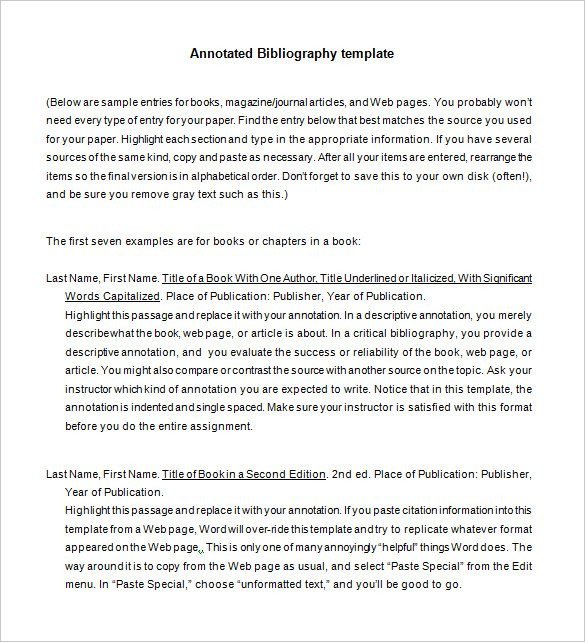 Annotated Bibliography Template Apa 7 Annotated Bibliography Templates – Free Word &amp; Pdf