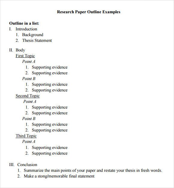 Apa formal Outline Research Paper Outline Template 9 Download Free