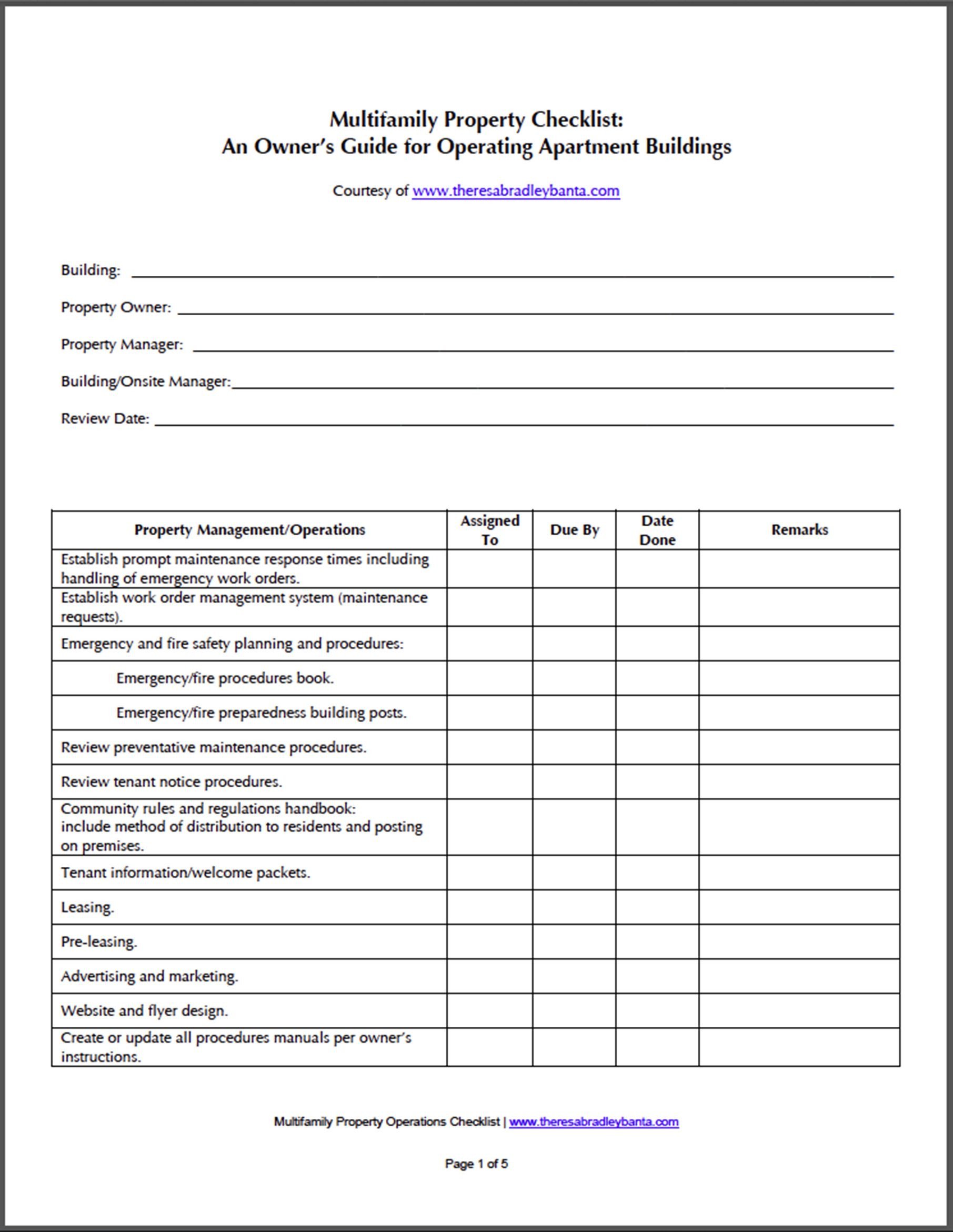 Apartment Maintenance Checklist Template Apartment Building Maintenance Checklist Related Keywords