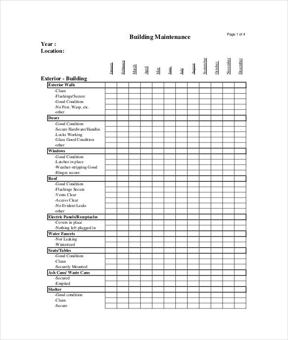 Apartment Maintenance Checklist Template Building Maintenance Checklists – Emmamcintyrephotography