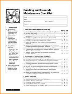 Apartment Maintenance Checklist Template Facility Maintenance Checklist Template 3451