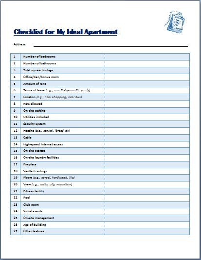 Apartment Maintenance Checklist Template Ideal Apartment Selecting Checklist Template