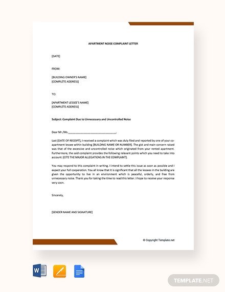 Apartment Noise Complaint Letter Free Plaint Letter About Environmental Pollution