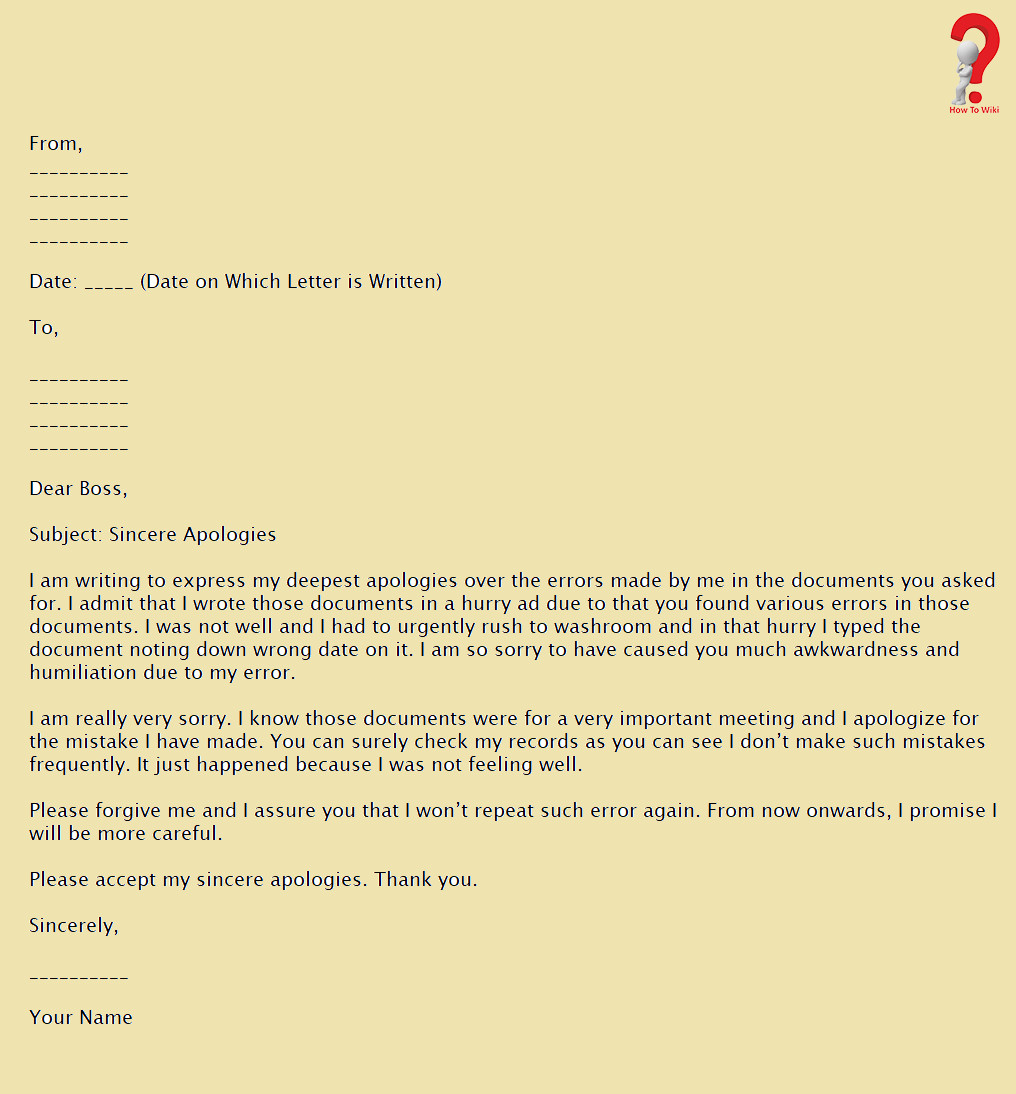 Apology Letter to Boss How to Write Apology Letter to Boss with Example &amp; Sample