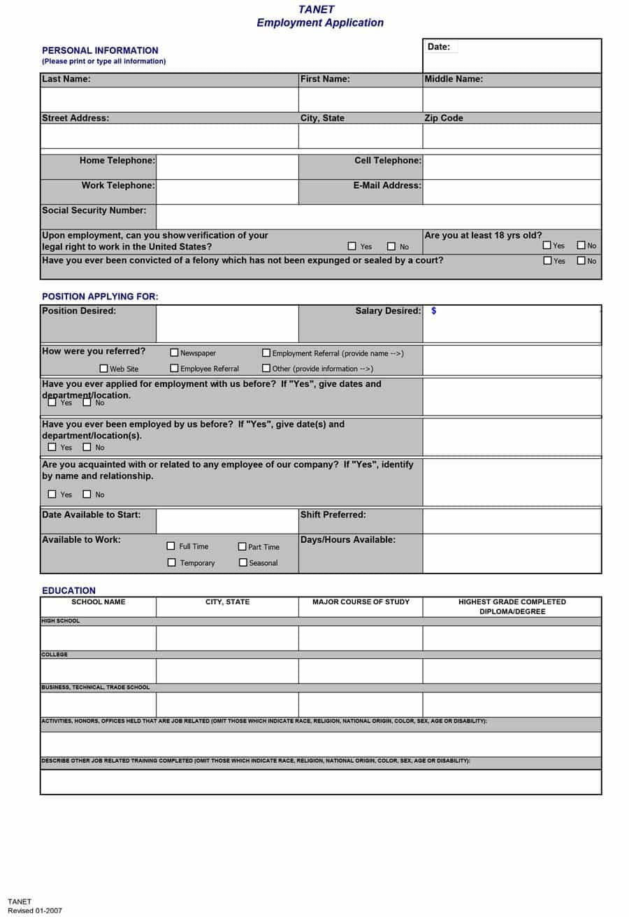 Application for Employment Templates 50 Free Employment Job Application form Templates