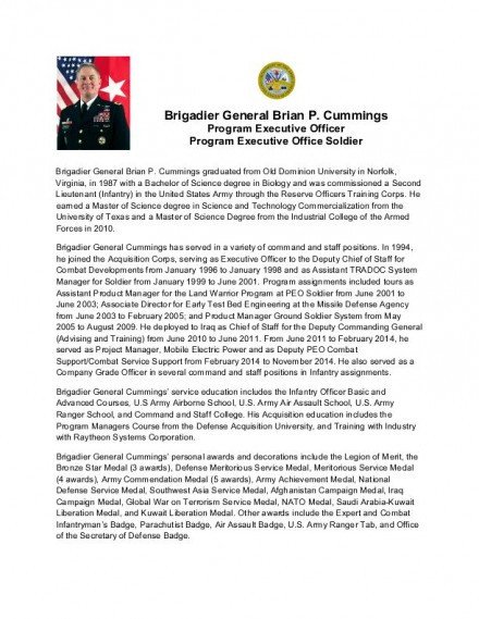Army Board Bio Example Bg Brian P Cummings assumes Duties as Program Executive