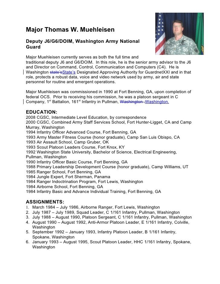 Army Board Bio Example Military Biography