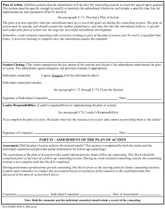 Army Initial Counseling form Guidelines On Pleting A Da form 4856 Armystudyguide