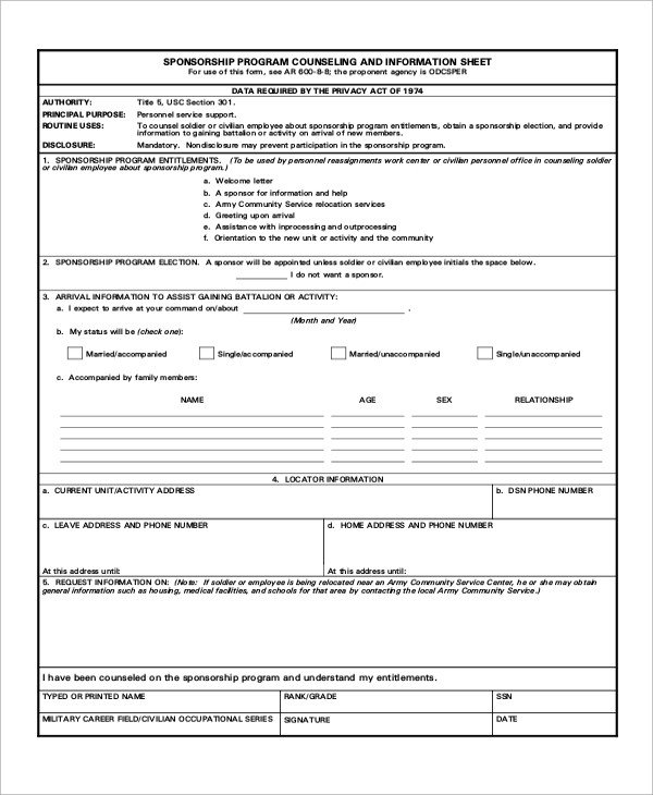 Army Initial Counseling form Sample Army Counseling form 7 Examples In Word Pdf