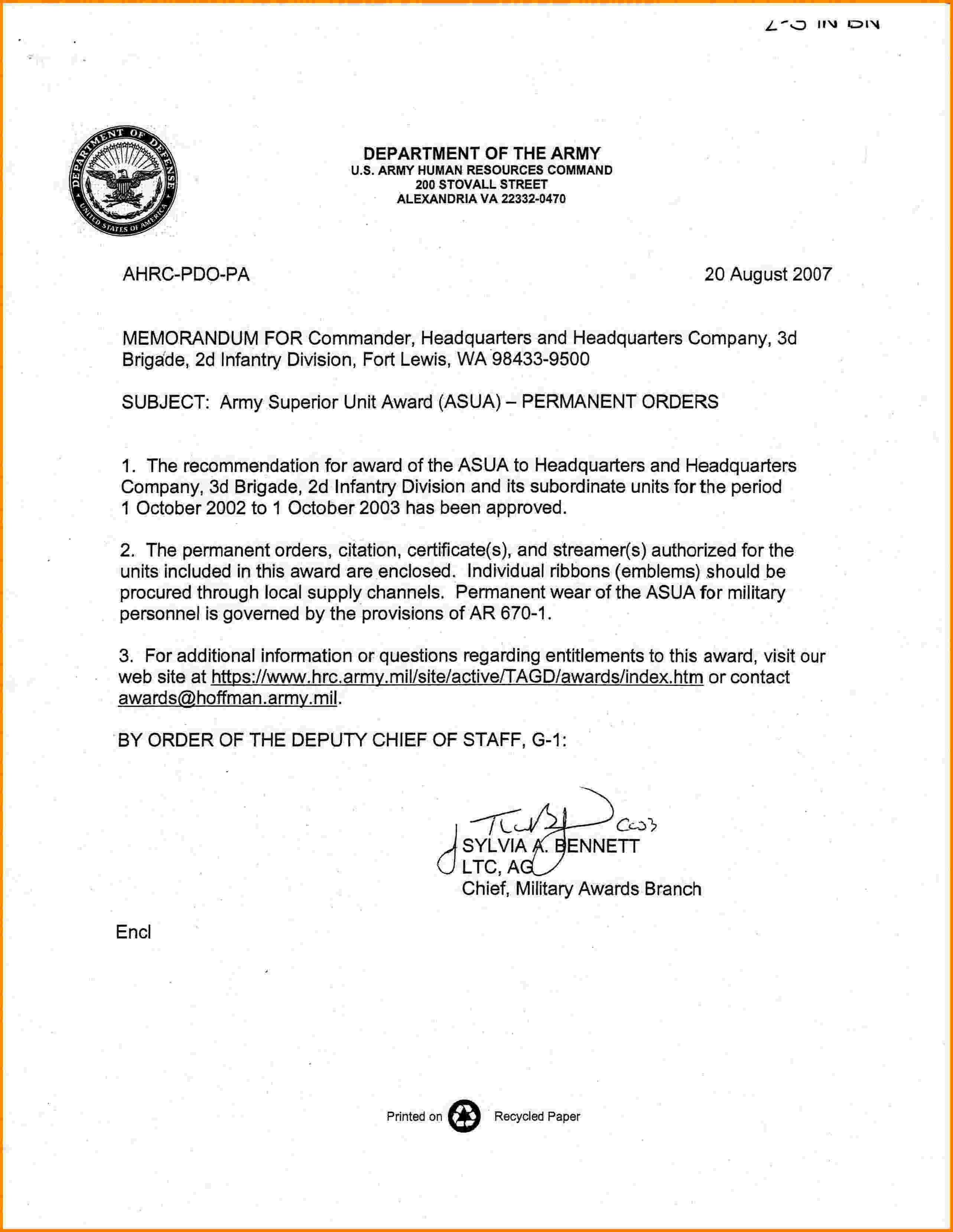 Army Memorandum for Record Template Memorandum format Army