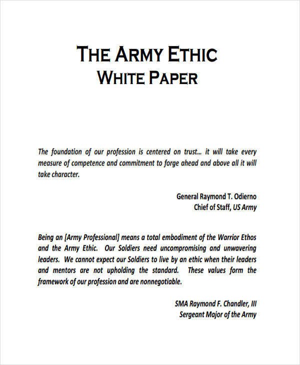 Army White Paper format 35 Sample White Papers