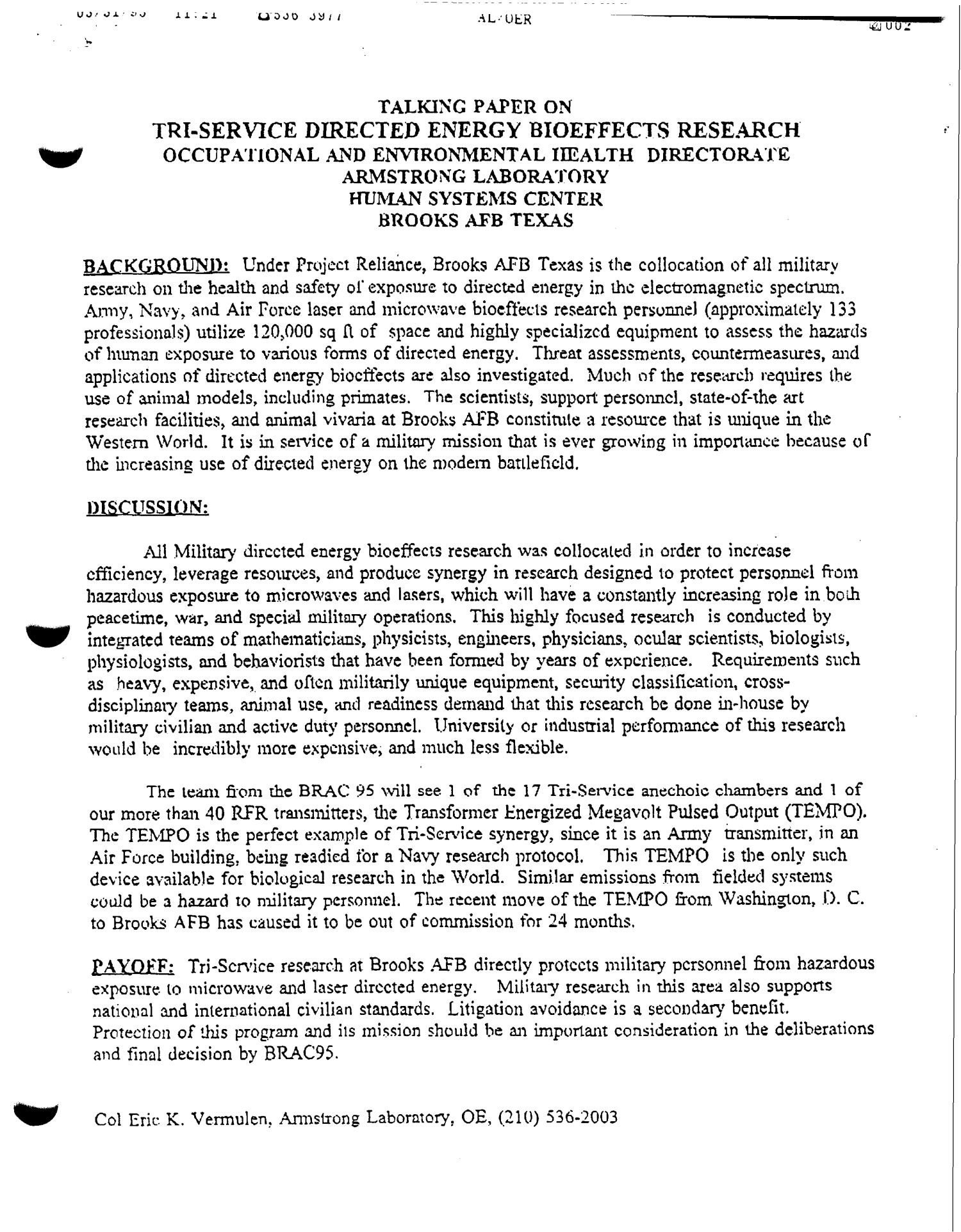 Army White Paper format Brooks Air force Base Analysis and Re Mendations