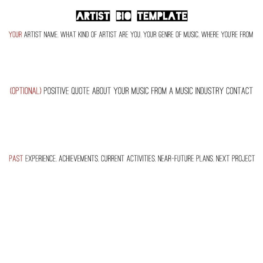 Artist Bio Template Word Music Production Promotion Creative and Digital