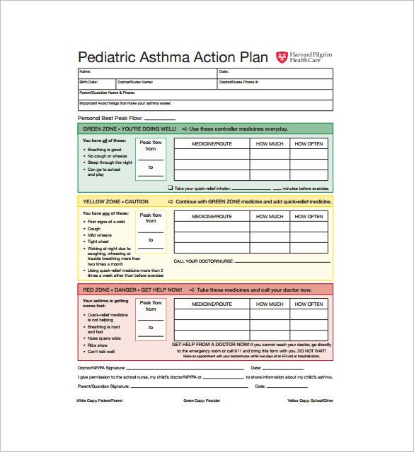 Asthma Action Plan Template asthma Action Plan Template – 13 Free Sample Example