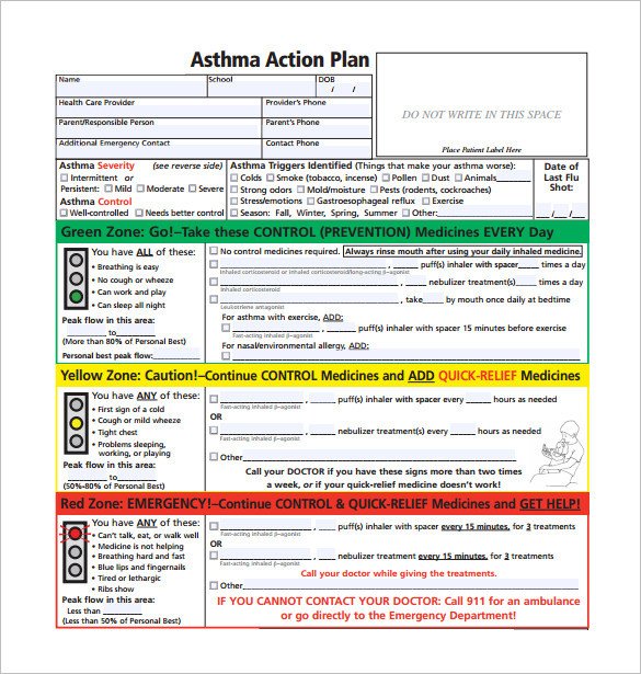 Asthma Action Plan Template asthma Action Plan Template – 13 Free Sample Example