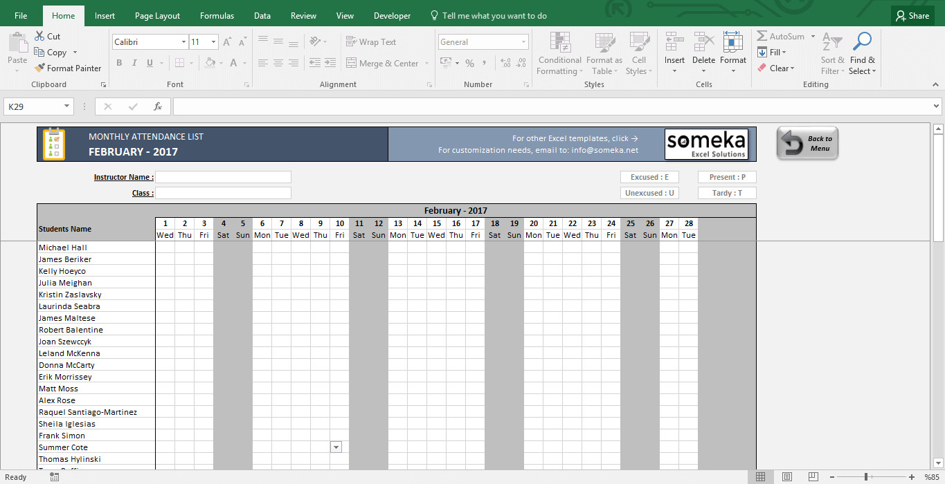 Attendance Sheet Template Excel attendance Sheet Printable Excel Template