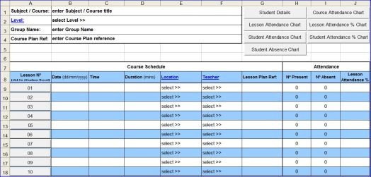 Attendance Sheet Template Excel Course attendance Excel Template