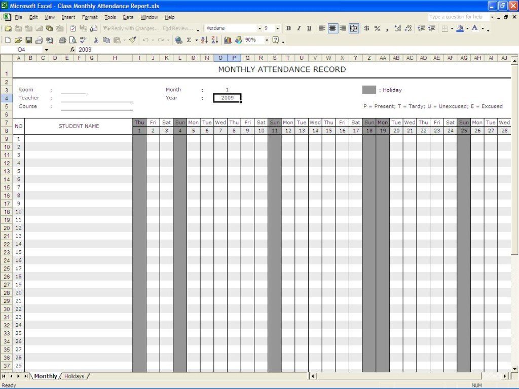 Attendance Sheet Template Excel Perfect Monthly attendance Sheet Record Template In Excel