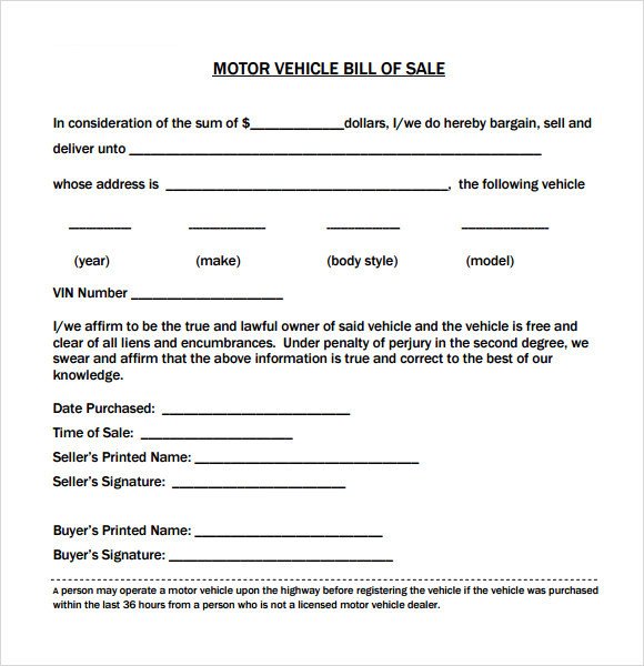 Auto Bill Of Sale Template 14 Sample Vehicle Bill Of Sales Pdf Word
