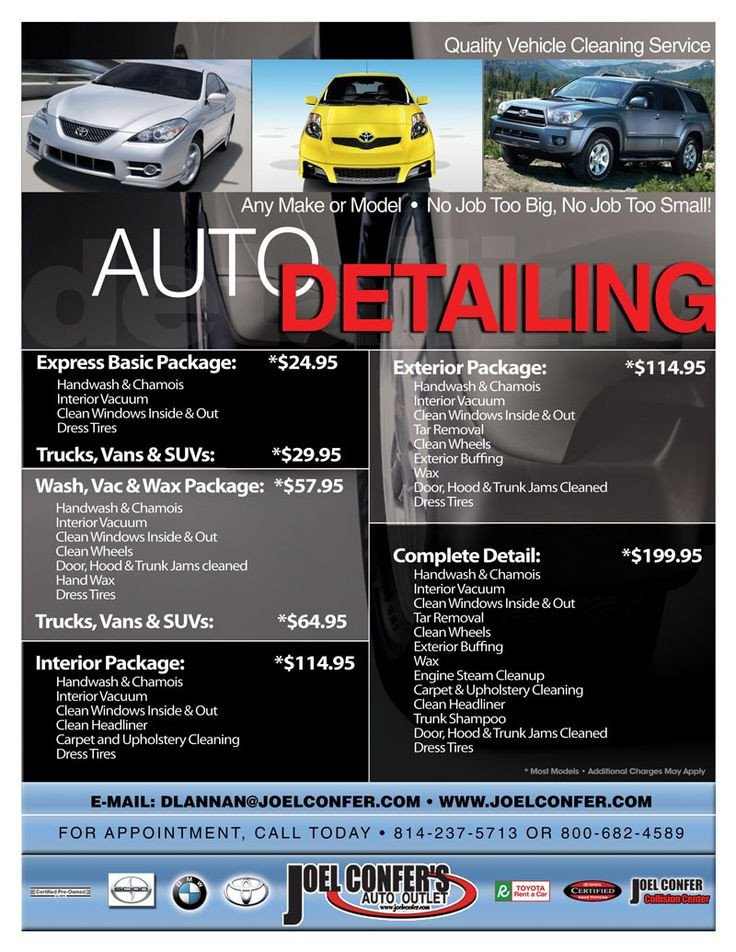 Auto Detail Price List Template Car Detail Flyer Template Free Google Search