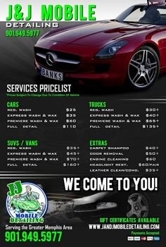 Auto Detail Price List Template Car Detail Flyer Template Free Google Search