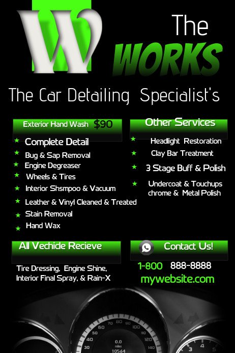 Auto Detail Price List Template Car Detailing Template