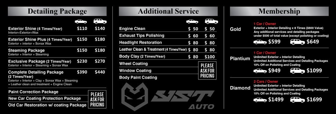 Auto Detail Price List Template Detailing Yst Auto
