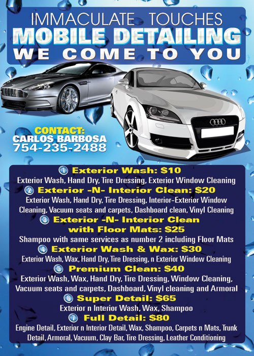 Auto Detailing Flyer Template Immaculate Mobile Car Wash