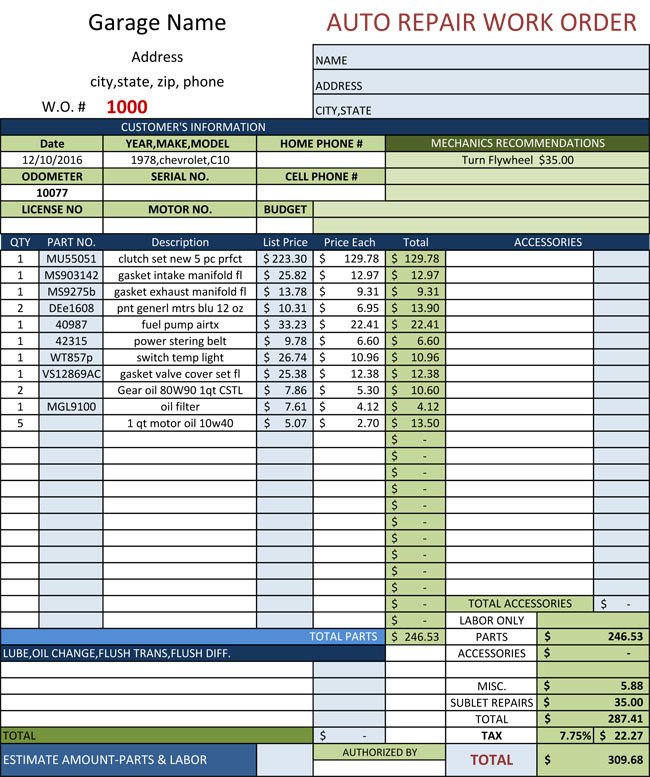 Auto Repair Invoice Templates Auto Repair Invoice Templates 10 Printable and Fillable
