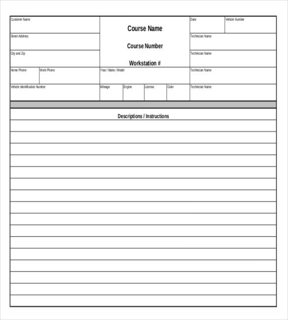 Auto Repair order Template 28 Blank order Templates – Free Sample Example format