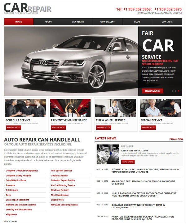 Auto Repair Website Template 25 Auto Repair Website themes &amp; Template