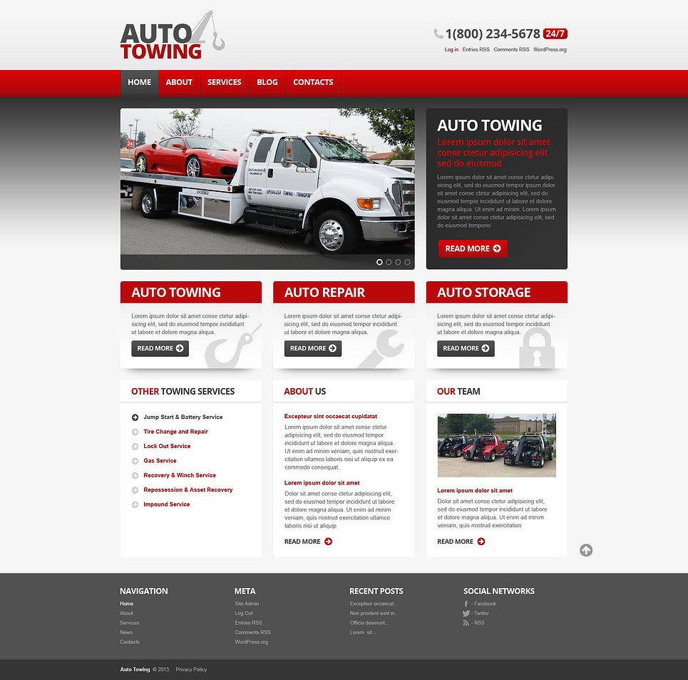 Auto Repair Website Template Auto towing Car Repair Wordpress theme Web Design