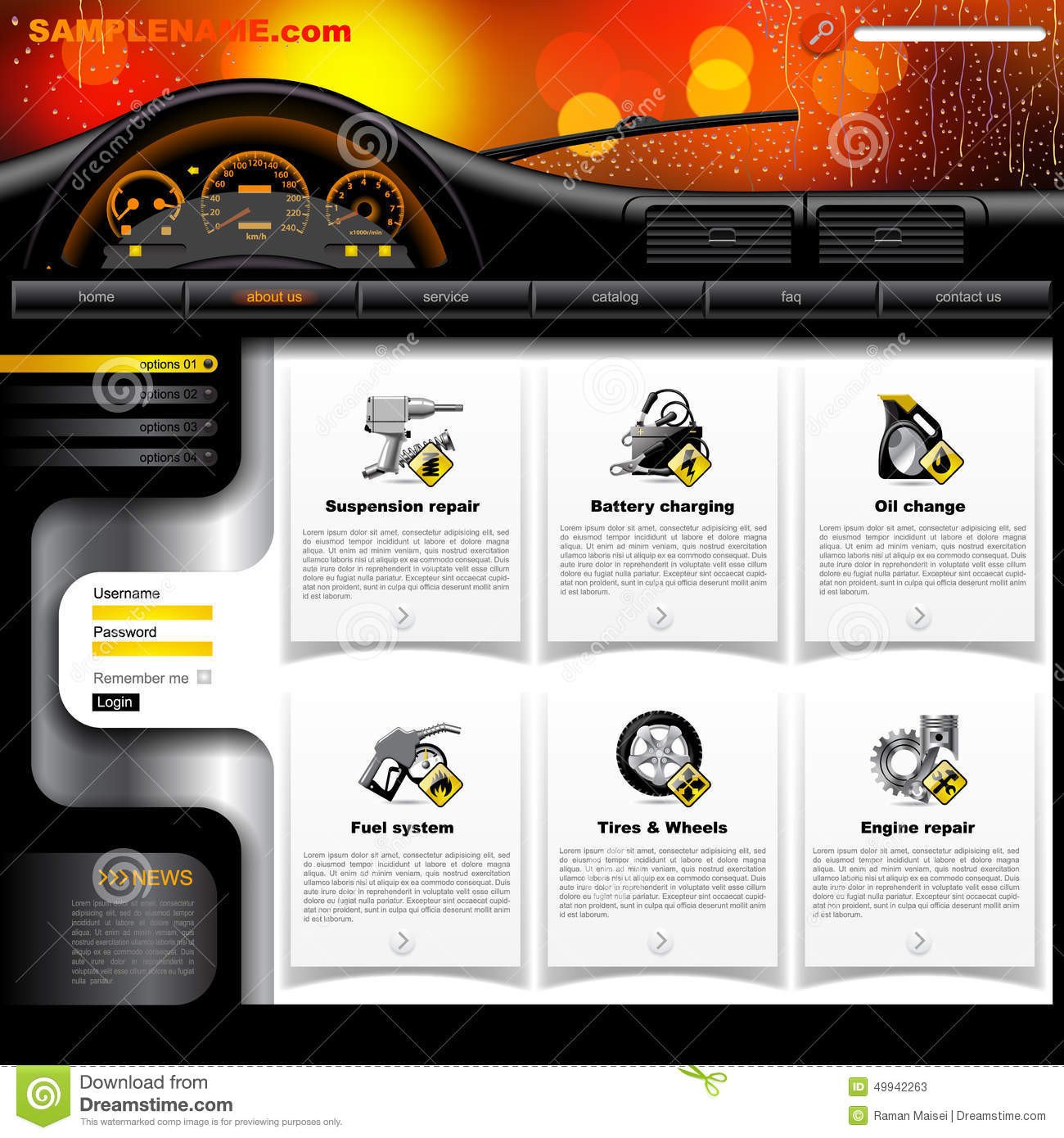 Auto Repair Website Template Automobile Service Website Template Stock Vector Image