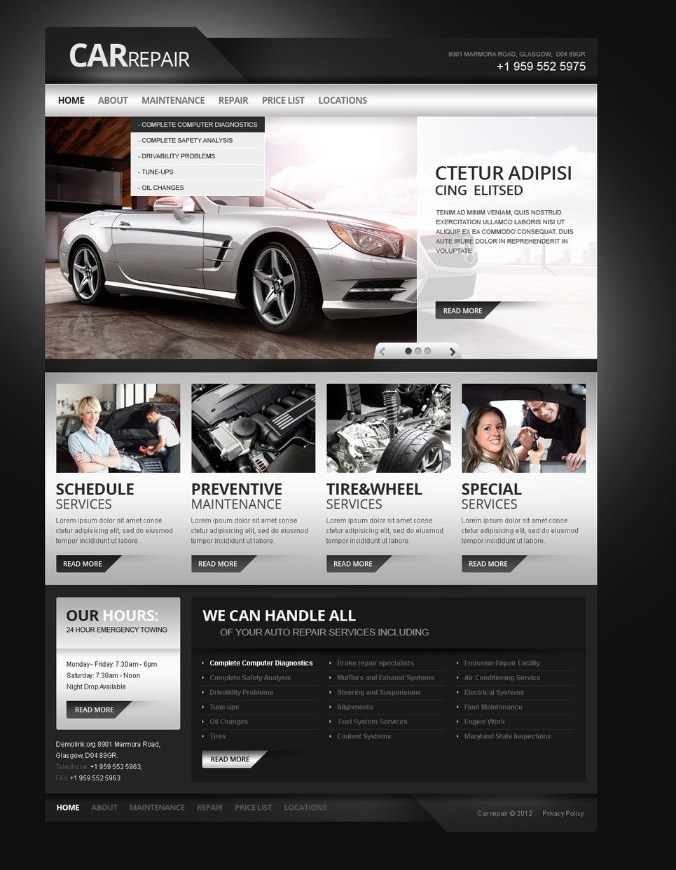 Auto Repair Website Template Car Repair Responsive Website Template