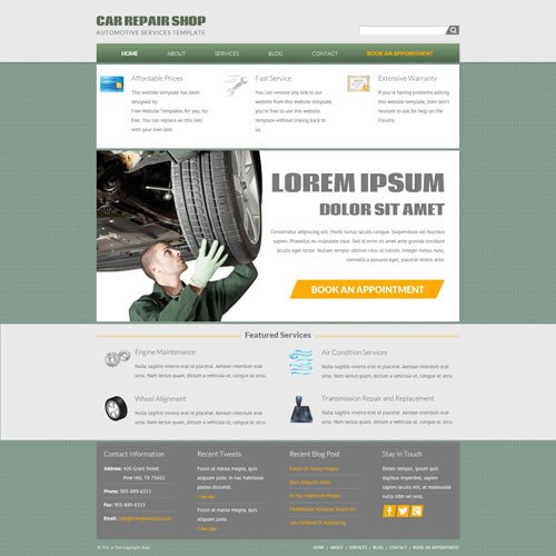 Auto Repair Website Template Car Repair Shop Website Template