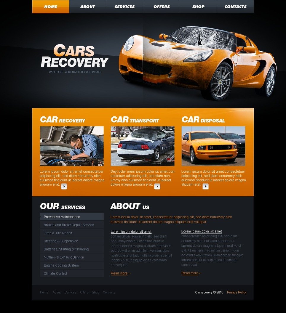 Auto Repair Website Template Car Repair Website Template