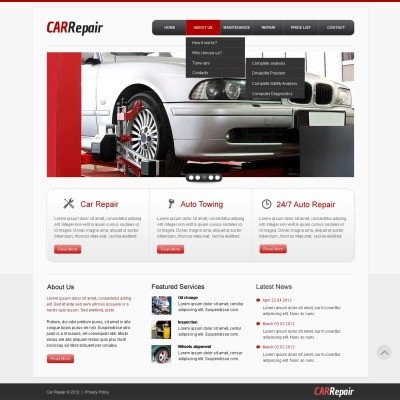 Auto Repair Website Template Car Repair Website Templates