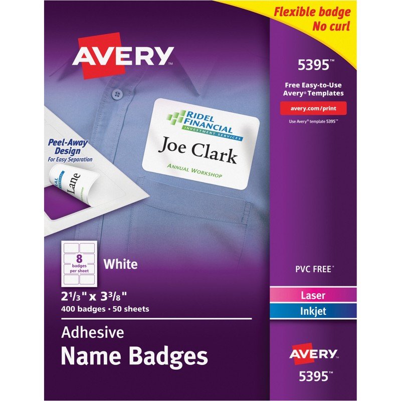 Avery Name Tag Template 5395 Avery 5395 Flexible Adhesive Name Badge Labels the Fice