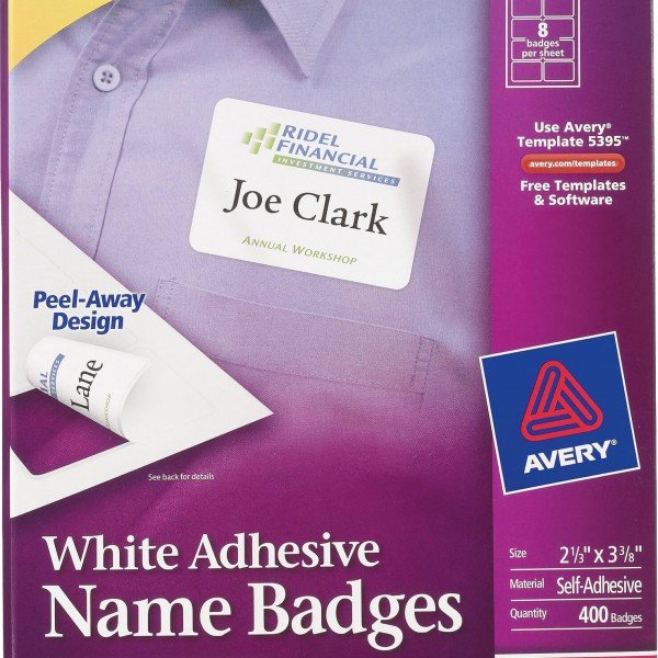 Avery Name Tag Template 5395 Avery White Adhesive Name Badge Labels 5395 Avery