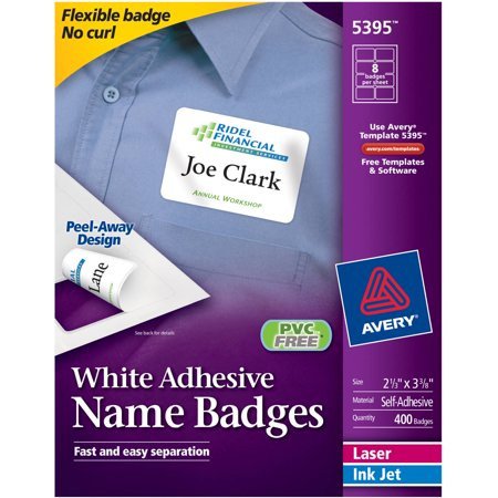 Avery Name Tag Template 5395 Avery White Adhesive Name Badges 5395 2 1 3&quot; X 3 3 8