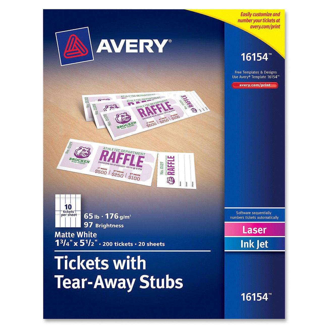 Avery Printable Tickets Template Avery Tear Away Stubs Custom Printable Tickets 1 3 4
