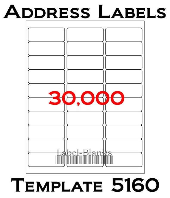 Avery Word Template 5160 Laser Ink Jet Labels 1000 Sheets 1 X 2 5 8