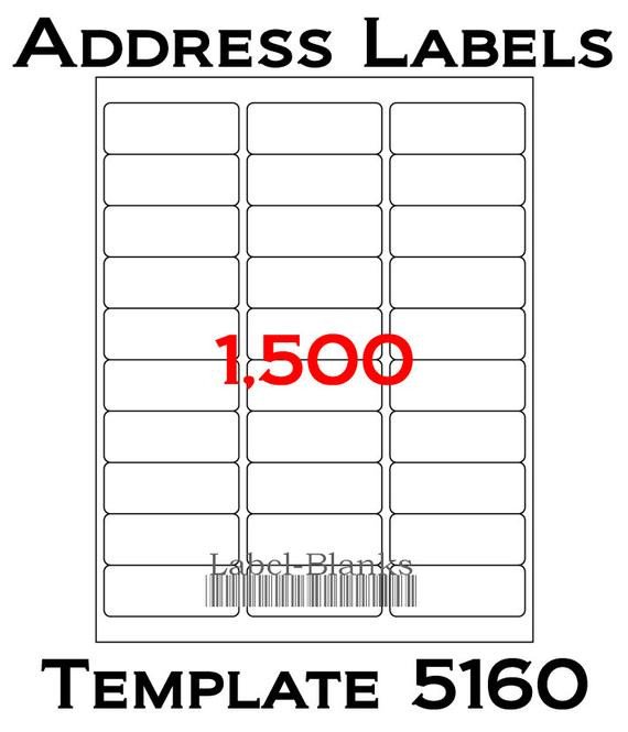 Avery Word Template 5160 Laser Ink Jet Labels 50 Sheets 1 X 2 5 8