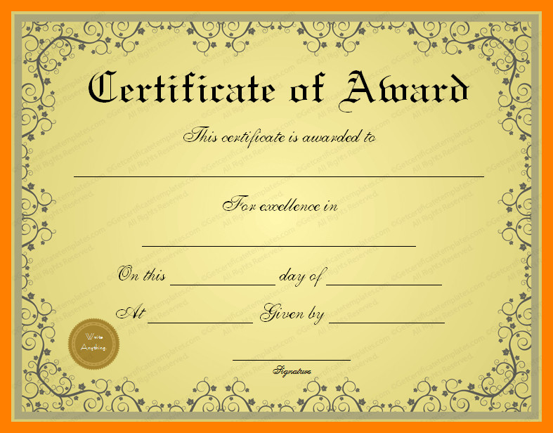 Award Certificate Template Free Awards and Certificates Templates Free