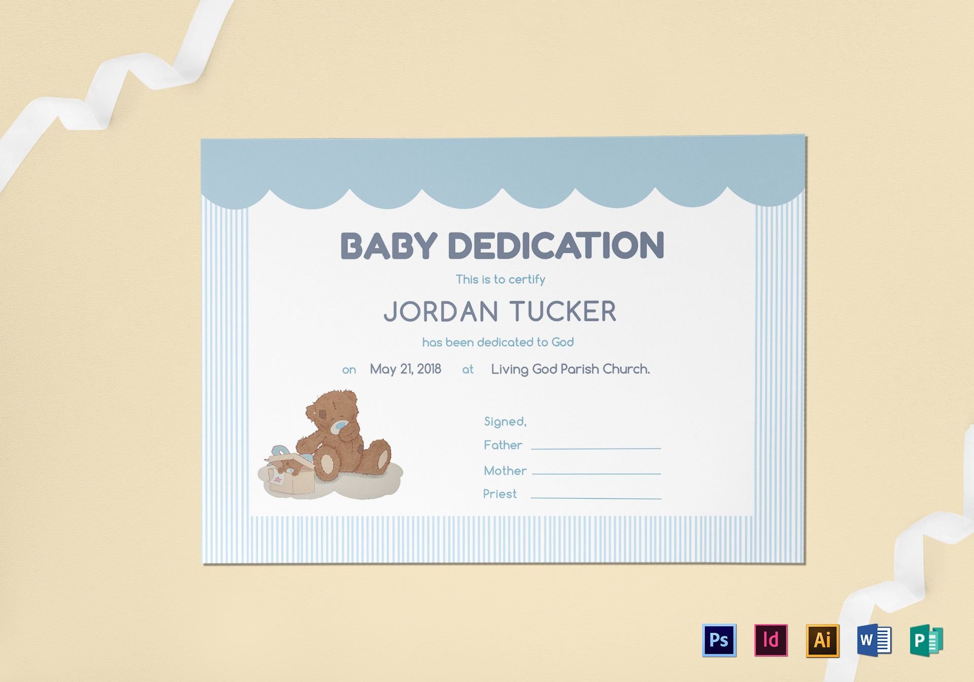 Baby Dedication Certificate Template Baby Dedication Certificate Design Template In Psd Word