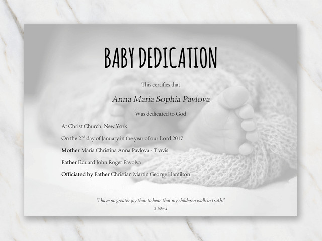 Baby Dedication Certificate Template Baby Dedication Certificate Template for Word [free Printable]
