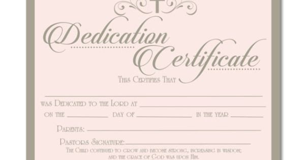 Baby Dedication Certificate Template Printable Baby Dedication Certificate Digital by