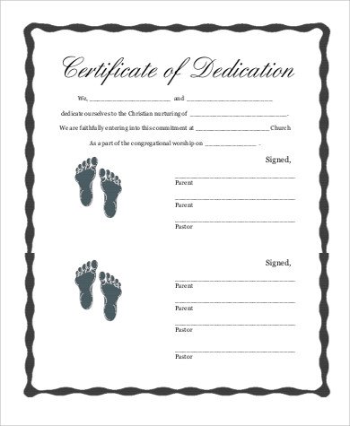 Baby Dedication Certificate Templates Baby Dedication Certificate 6 Examples In Pdf