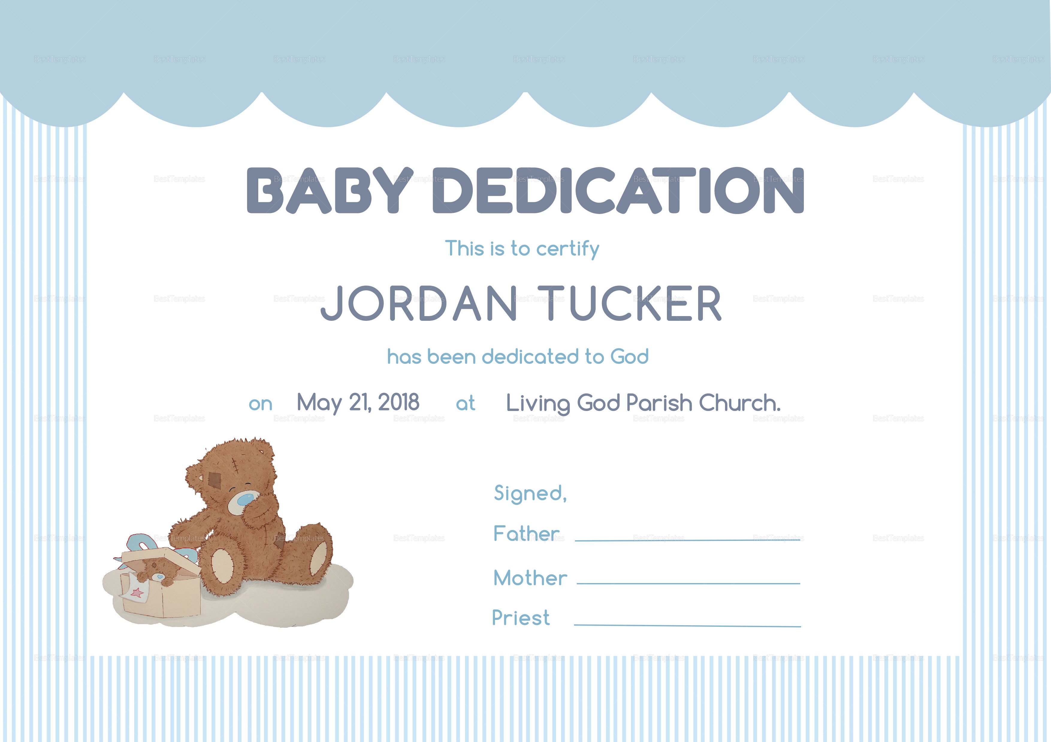 Baby Dedication Certificate Templates Baby Dedication Certificate Design Template In Psd Word